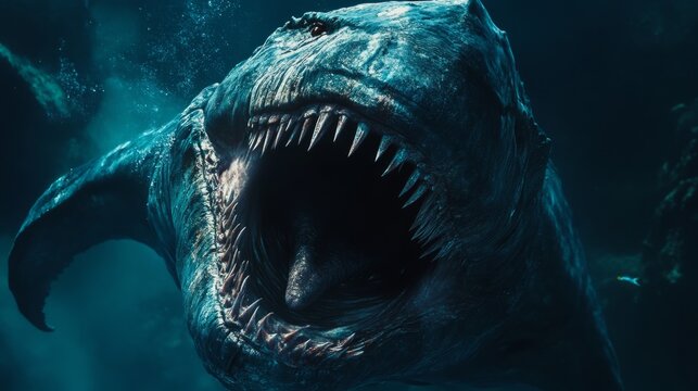 dunkleosteus jaw opening underwater generative ai