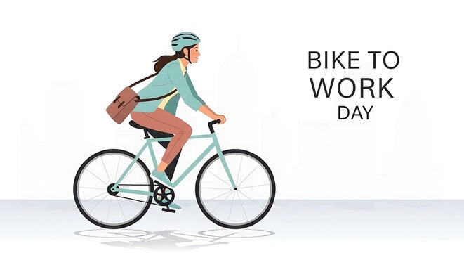 Woman cycles to work safely
