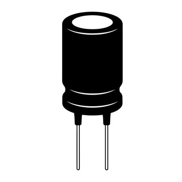 Supercapacitor Electronic Radial Component Black Vector Silhouette for Energy Storage