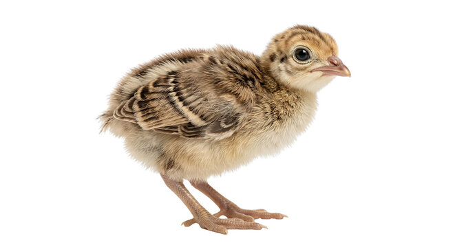 Cute Baby Turkey Chick Standing Isolated on White Background