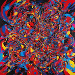 Fototapeta premium Futuristic neon swirls with vibrant geometric shapes and high contrast lighting