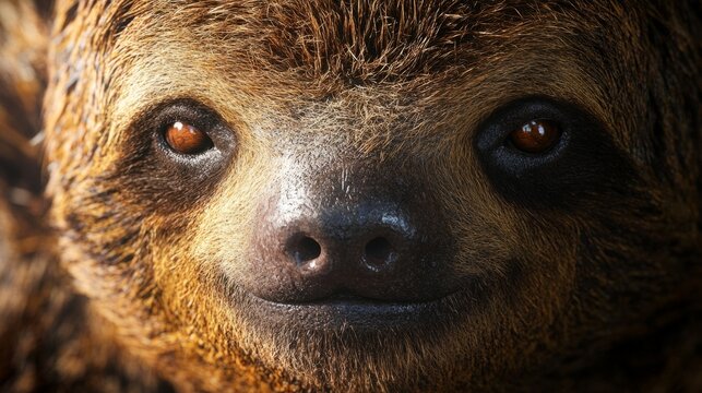 giant ground sloth face with coarse fur texture generative ai