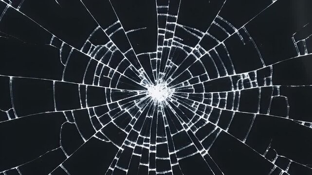 Shattered screen with cracks radiating from central impact point