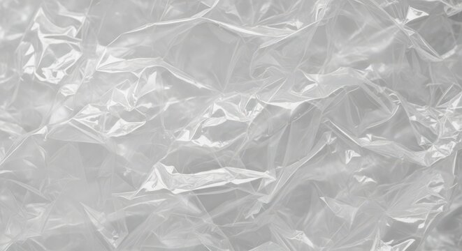 Abstract background of crumpled transparent plastic film texture