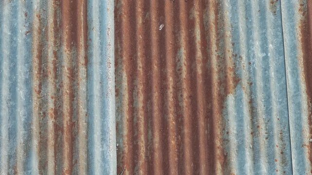 Old zinc wall surface, construction work.