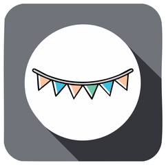 Obraz premium Colorful festive bunting garland icon in modern flat design style for celebrations