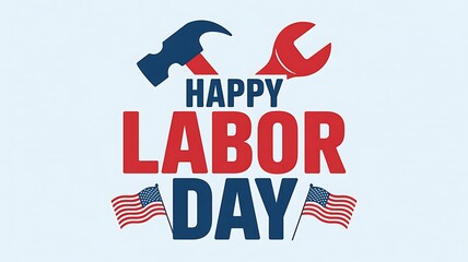 Fototapeta premium Happy labor day celebration with tools and american flags