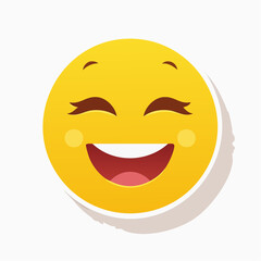 Fototapeta premium Joyful Yellow Emoji with Eyes Closed and Wide Grin, Expressing Laughter and Happiness