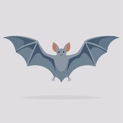 Fototapeta premium Whimsical cartoon bat with widely spread wings, an adorable nocturnal mammal flying gracefully, perfect for Halloween themes and playful design projects