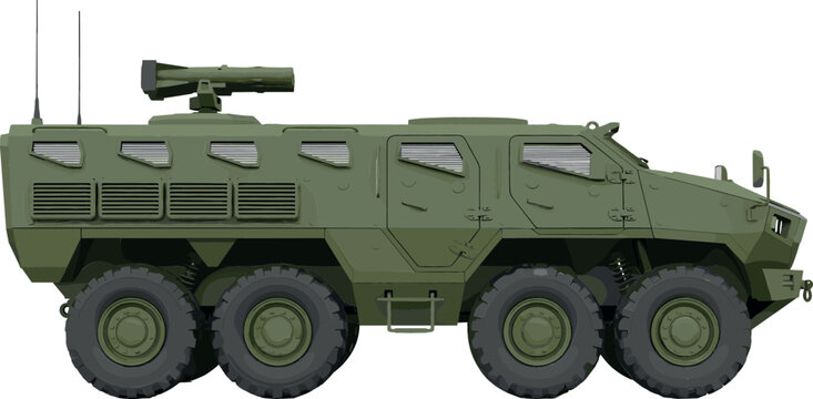 Military 8x8 Armored Vehicle with Advanced Rocket Launcher for Combat, Tactical, and Defense Applications in Digital Illustrations
