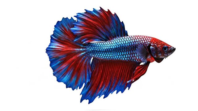 Vibrant red and blue betta fish.