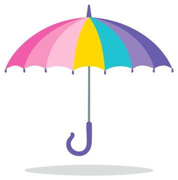 Open colorful umbrella with rainbow pattern flat design vector illustration