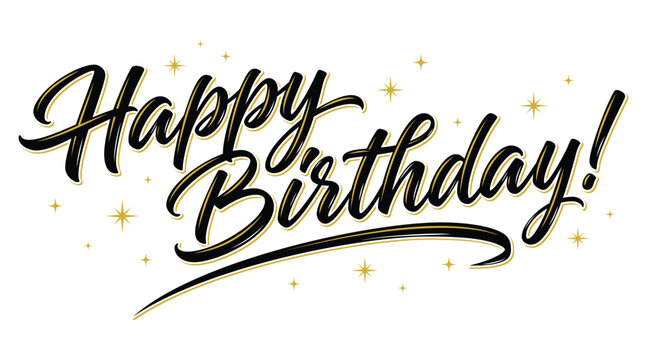Vintage holiday celebration card with Happy birthday text design featuring a heart symbol, chocolate label vector art, and business font illustration