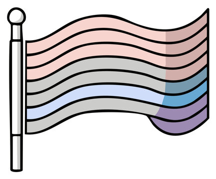 Aroace Flag on Pole Waving, Pastel Colors Symbolizing Aromantic and Asexual