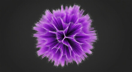 Obraz premium Abstract purple organic shape with fiber texture, 3D microscopic cell structure on dark background, futuristic biological element
