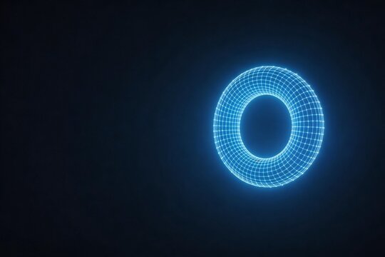 Blue glowing wireframe torus