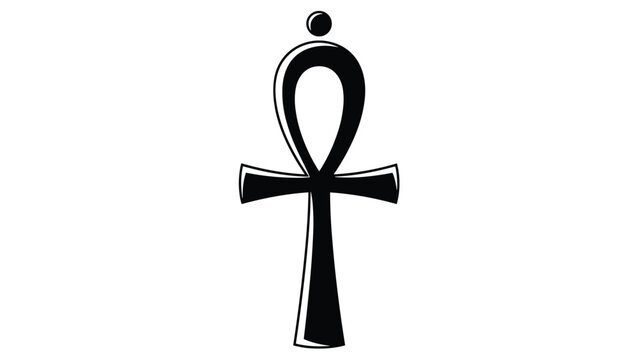 Ancient Egyptian ankh symbol rendered in black and white representing life and eternal spirit in a stylized graphic.