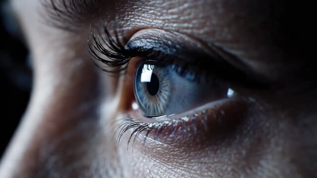 Stunning Macro View of a Blue Human Eye with Detailed Iris and Eyelashes for Medical and Beauty Concepts. Video.
