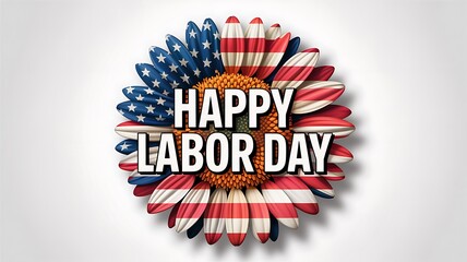 Obraz premium A colorful flower with the words happy labor day
