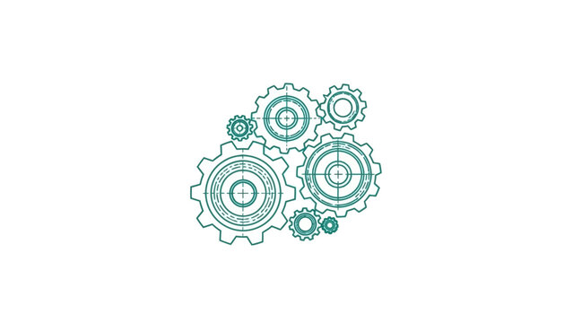 Interconnected Gears Mechanism System Illustration.