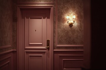 Obraz premium Elegant vintage pink hotel door
