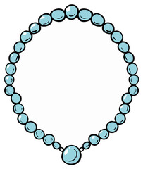 Obraz premium Elegant Bead Necklace Illustration with a Central Ornament in Pastel Blue and a Decorative Outline