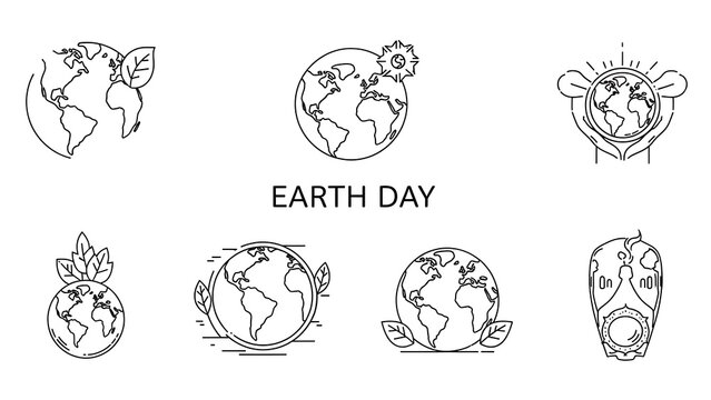 Earth Day Illustrations with Hand Drawn Globes.
