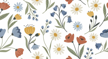 Colorful flowers on white background. © Amir