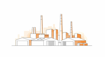 Obraz premium Industrial factory buildings with smokestacks.