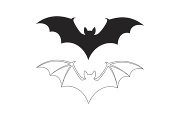 Fototapeta premium Halloween Bat Vector Silhouette – Flying Bat Icon Isolated for Spooky Design