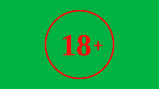 18 Plus Age Restriction Warning Symbol With Red Circle Icon.