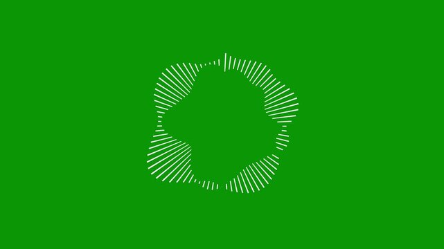 Dynamic circular audio spectrum equalizer animation with glowing sound waves, seamless loop music visualizer on transparent and green background for creative media 4K
