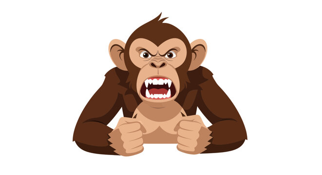 Angry Monkey Grinning with Bared Teeth, Aggressive Ape Face