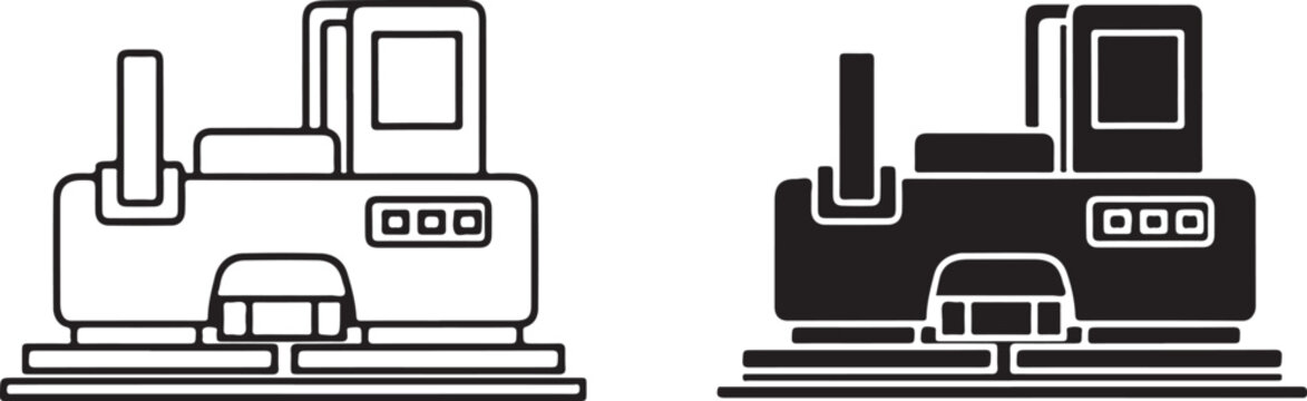 Black and white line of two printer machines line black and white