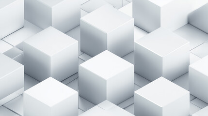 Obraz premium 白い立方体が並ぶアイソメトリックな幾何学背景 3D