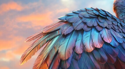 Obraz premium archaeopteryx feathers with iridescent tones generative ai