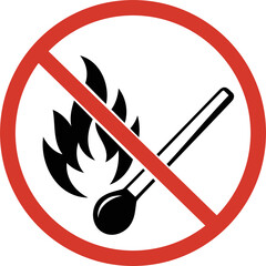 No open flame sign against transparent background, fire hazard, flammable materials. © Alamin