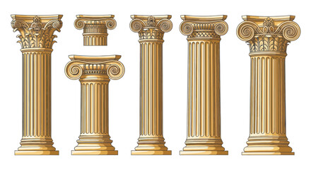 Set of Classical Corinthian Columns, Ancient Greek Architecture Elements Collection © Korek