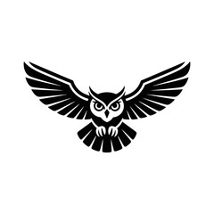 Obraz premium Owl silhouette icon with outstretched wings on a light background