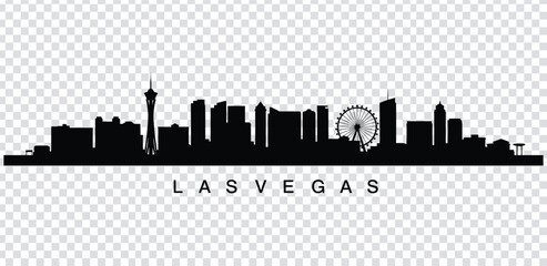 Vector illustration las vegas city skyline silhouette with ferris wheel and iconic buildings © MdshakiburRahman