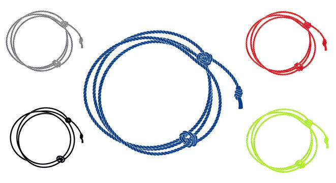 Colorful String Bracelets with Knots, Isolated on White Background