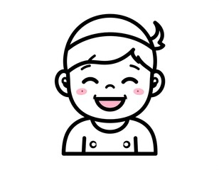 Fototapeta premium A smiling cartoon boy with rosy cheeks and a cheerful expression