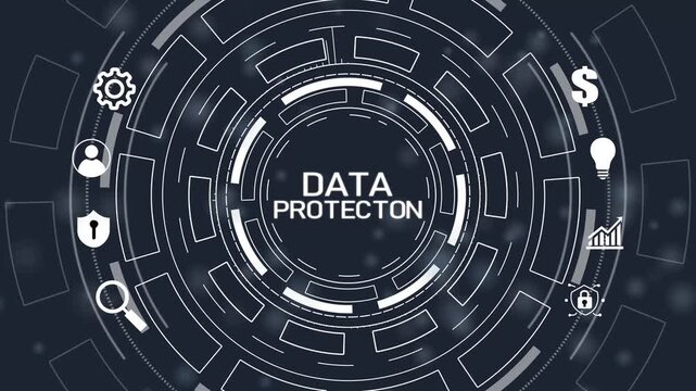 Cyber security data protection business technology privacy concept.4k Animation.