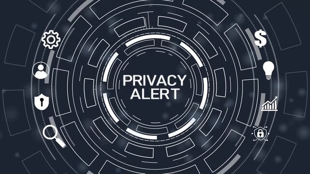 Technology, Internet, business and network concept. Privacy alert.Circular hud interface,abstract blue technology.4k Animation.