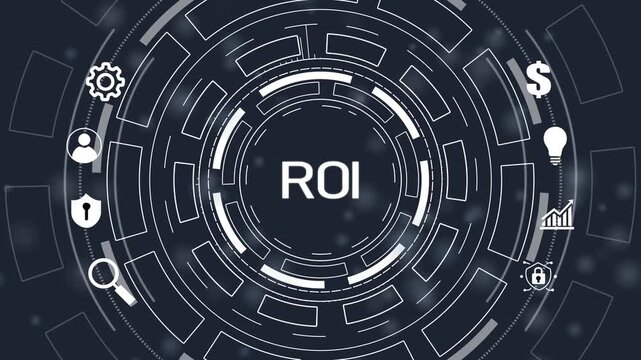 ROI Return on investment financial growth concept. Business, Technology, Internet and network concept.4k Animation.