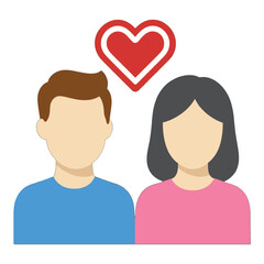 Fototapeta premium Couple in Love Flat Vector Icon