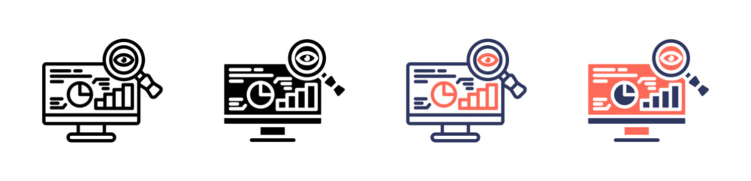 monitoring icon set multiple style collection