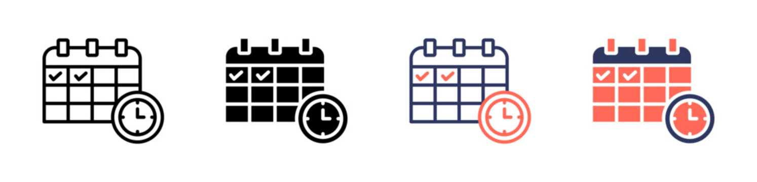 Schedule icon set multiple style collection
