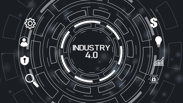 Industry 4.0 Cloud computing, physical systems, IOT, cognitive computing industry.4k Animation.