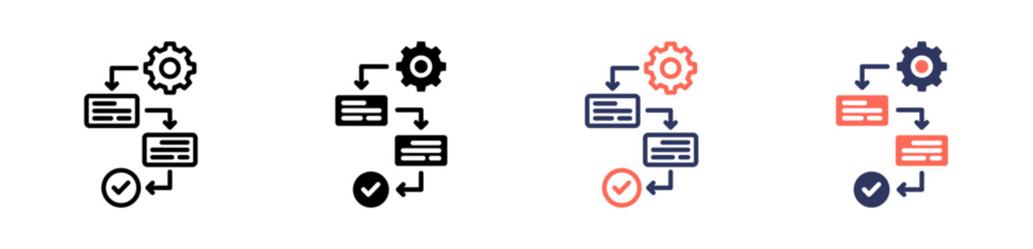 process icon set multiple style collection